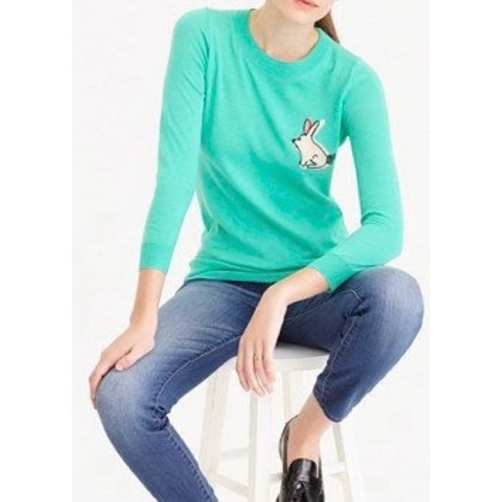 JCREW Merino Wool Bunny Print Tippi Sweater